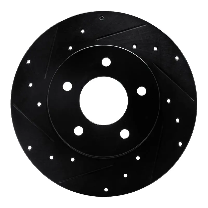 R1 92-05 Buick Lesabre Rear Left Drilled & Slotted Black Brake Rotor 1