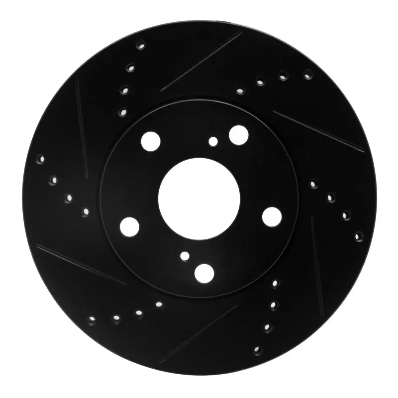 R1 92-06 Lexus Es300 Front Left Drilled & Slotted Black Brake Rotor 1