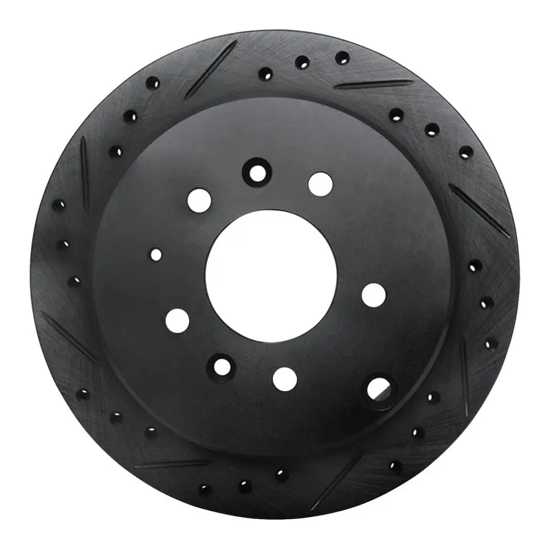 R1 92-06 Mazda 929 Rear Left Drilled & Slotted Black Brake Rotor 1