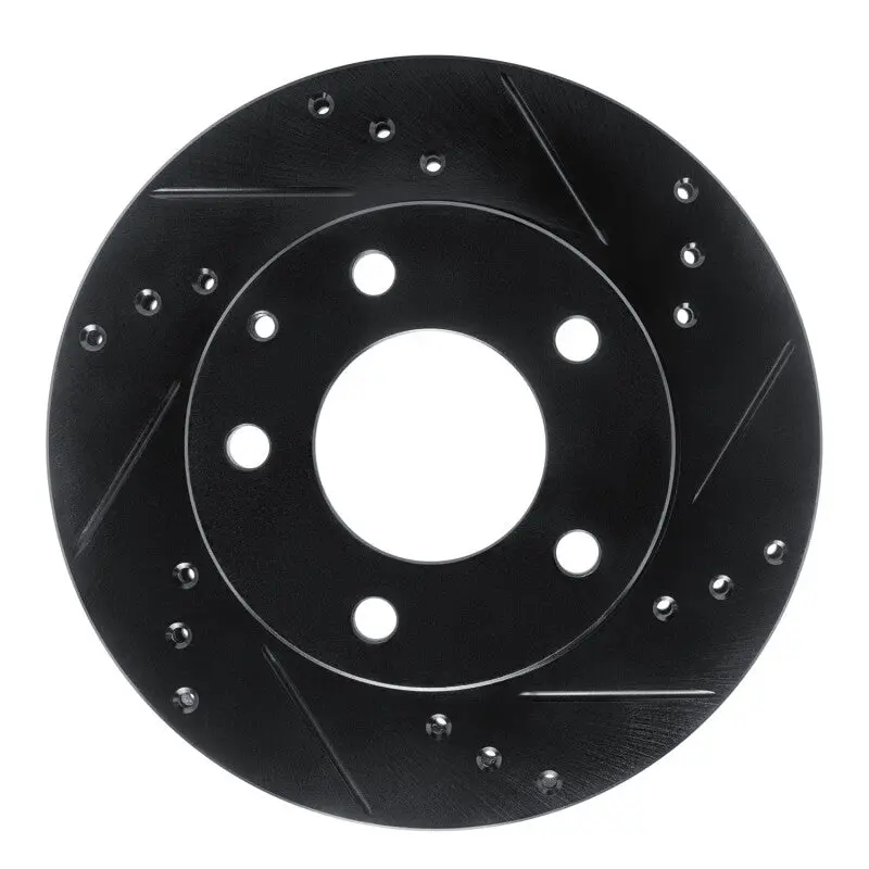 R1 92-93 Mazda Mpv Front Right Drilled & Slotted Black Brake Rotor 1