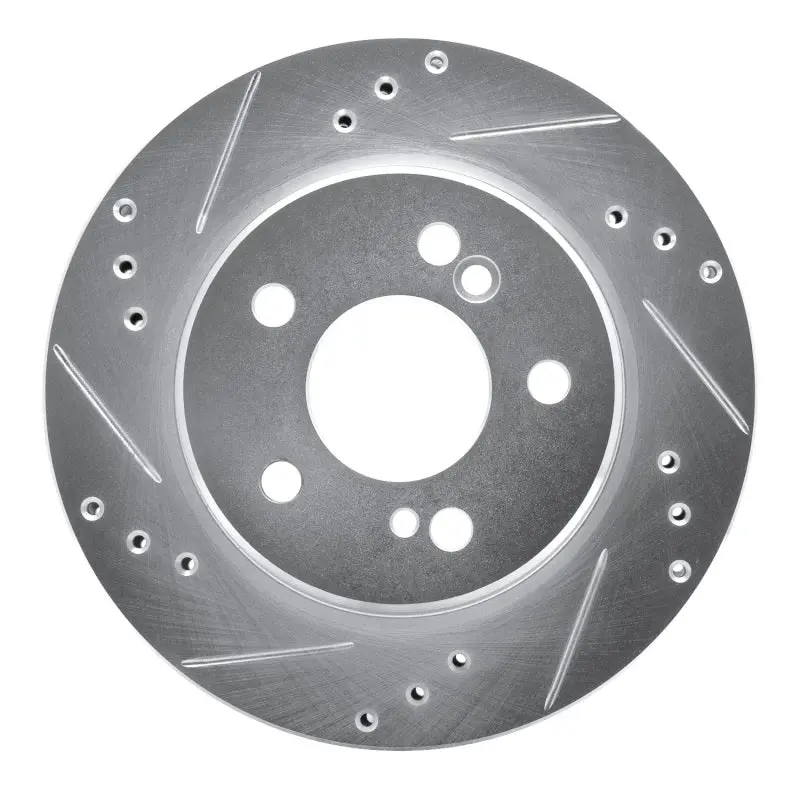 R1 92-94 Mercedes-Benz 500E Rear Left Drilled & Slotted Silver Brake Rotor 1