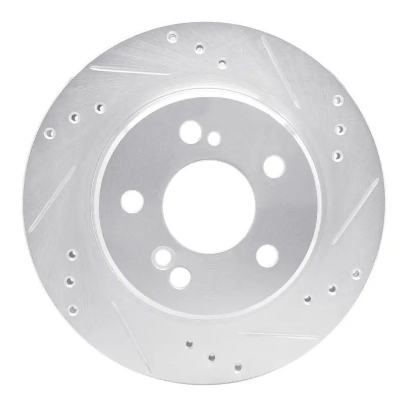 R1 92-95 Mercedes-Benz E420 Rear Right Drilled & Slotted Silver Brake Rotor 1