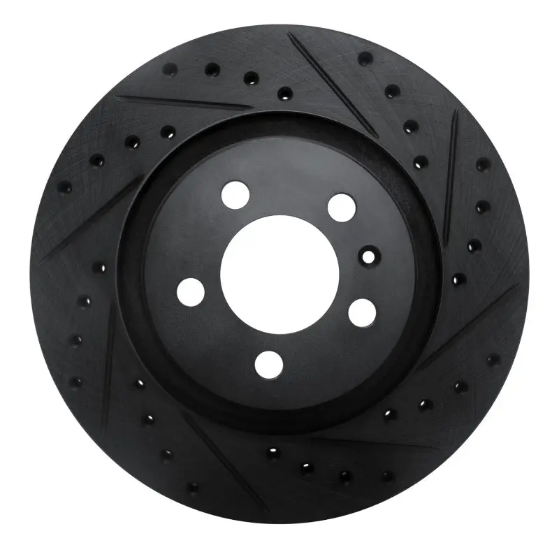 R1 92-95 Volkswagen Corrado Front Right Drilled & Slotted Black Brake Rotor 1