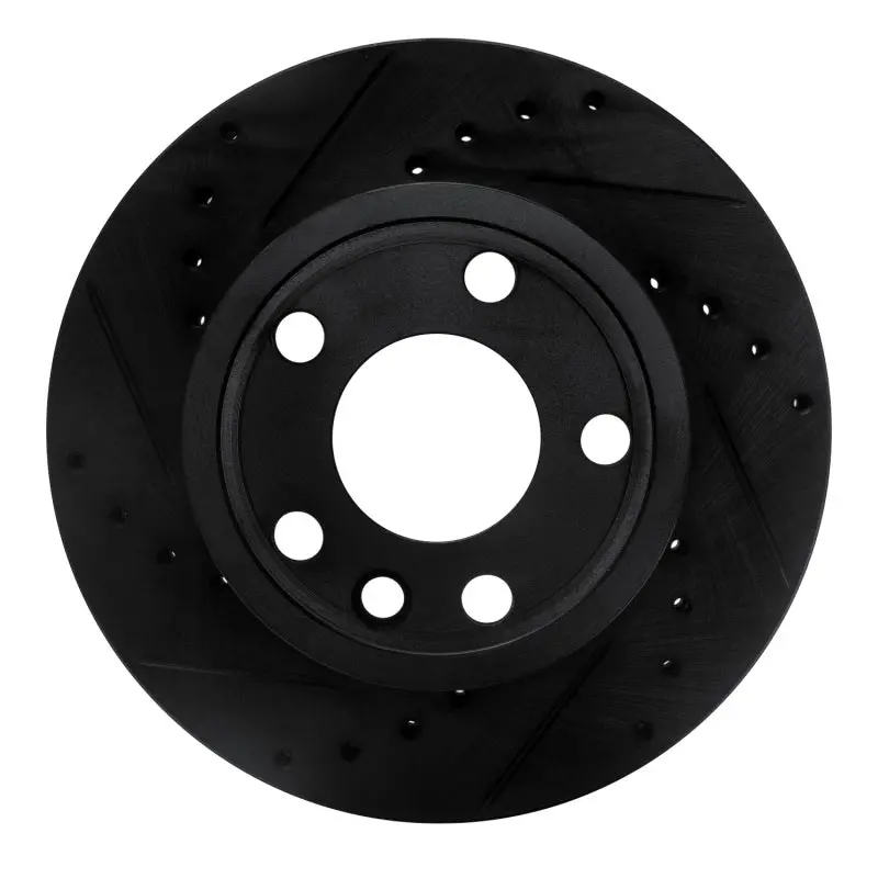 R1 92-95 Volkswagen Eurovan Front Left Drilled & Slotted Black Brake Rotor 1