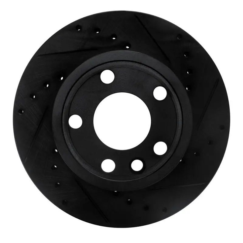 R1 92-95 Volkswagen Eurovan Front Right Drilled & Slotted Black Brake Rotor 1