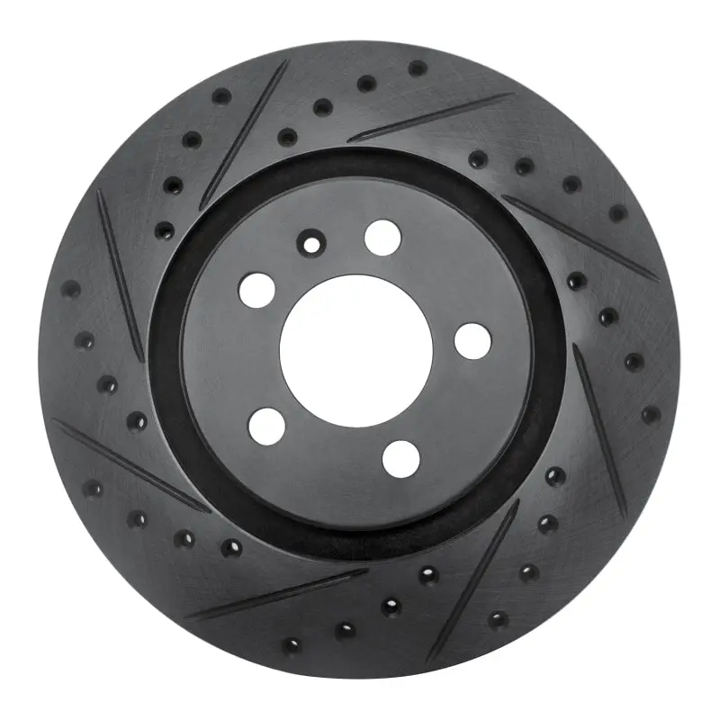 R1 92-95 Volkswagen Jetta Sedan Front Left Drilled & Slotted Black Brake Rotor 1