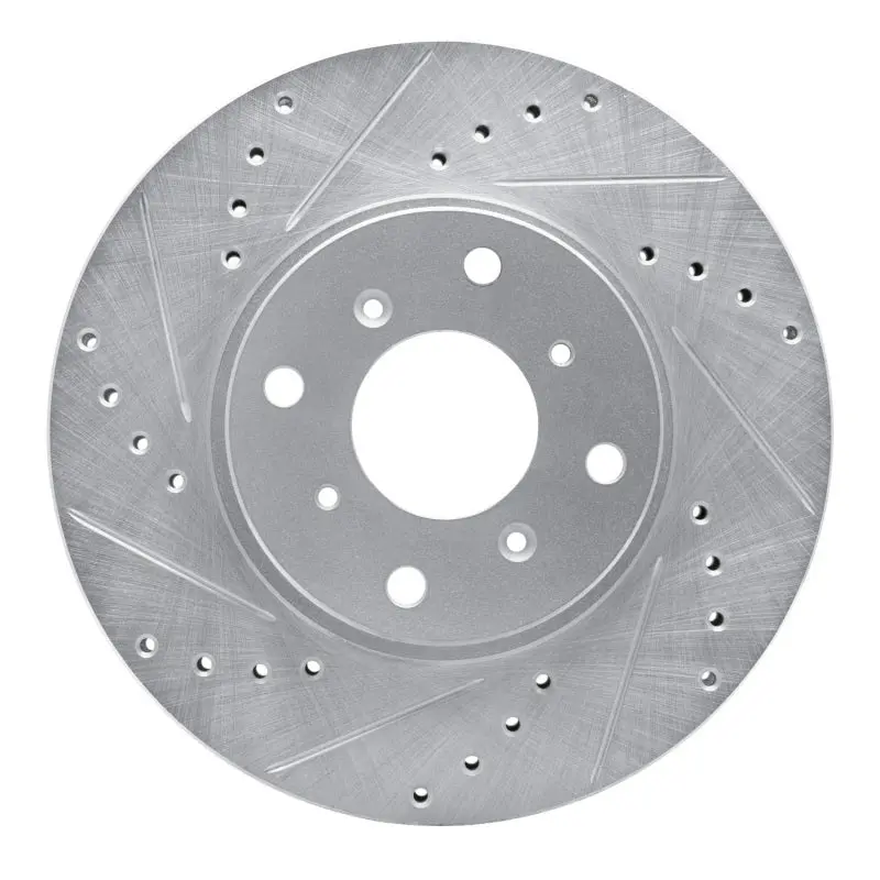 R1 92-96 Honda Prelude Front Left Drilled & Slotted Silver Brake Rotor 1