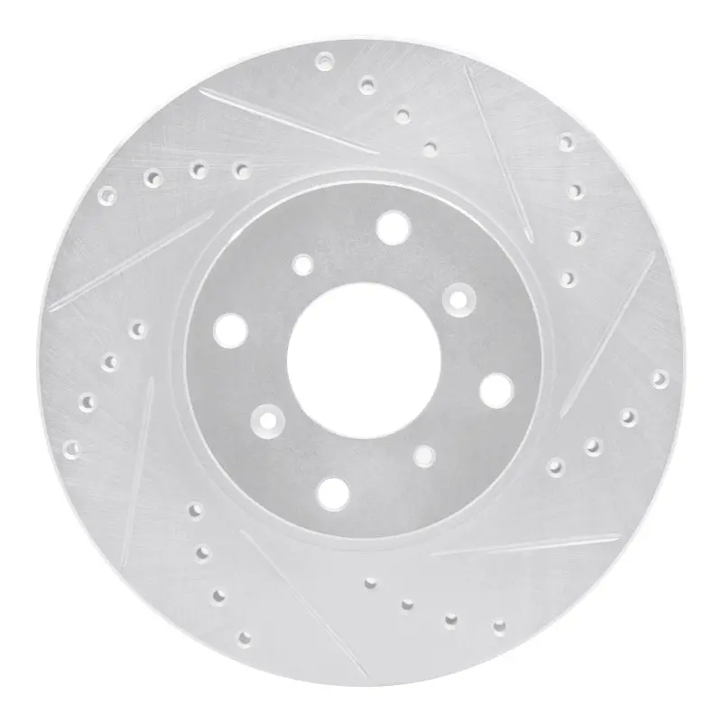R1 92-96 Honda Prelude Front Right Drilled & Slotted Silver Brake Rotor 1