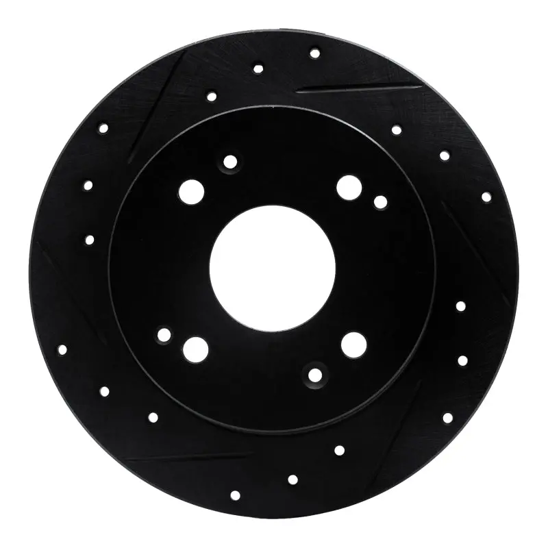 R1 92-97 Acura Cl Rear Left Drilled & Slotted Black Brake Rotor 1