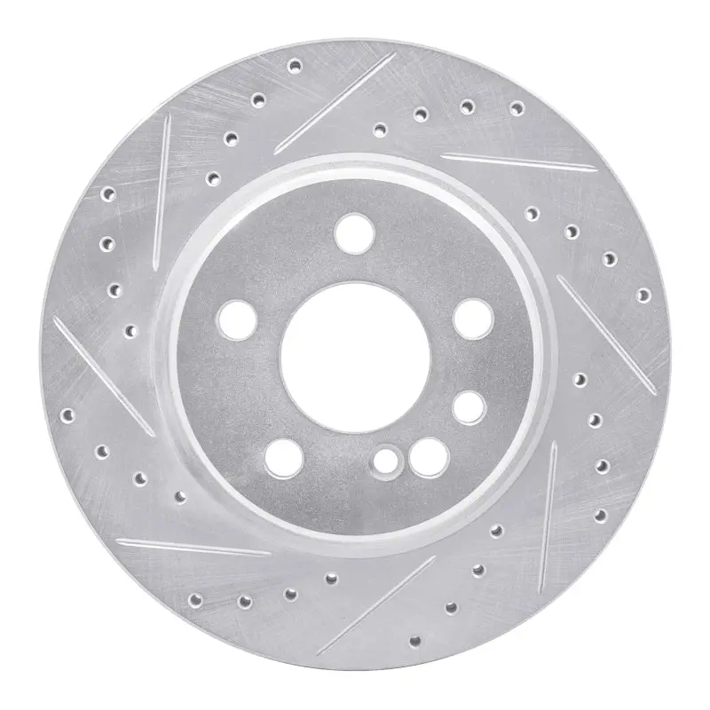 R1 92-99 Mercedes-Benz 600Sel Rear Left Drilled & Slotted Silver Brake Rotor 1