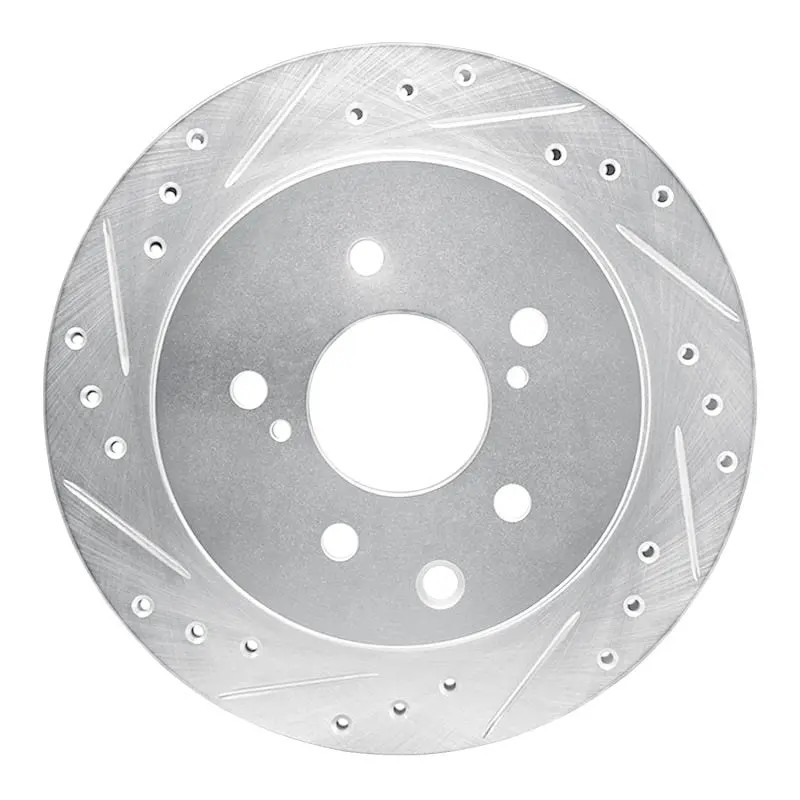 R1 93-01 Infiniti J30 Rear Left Drilled & Slotted Silver Brake Rotor 1