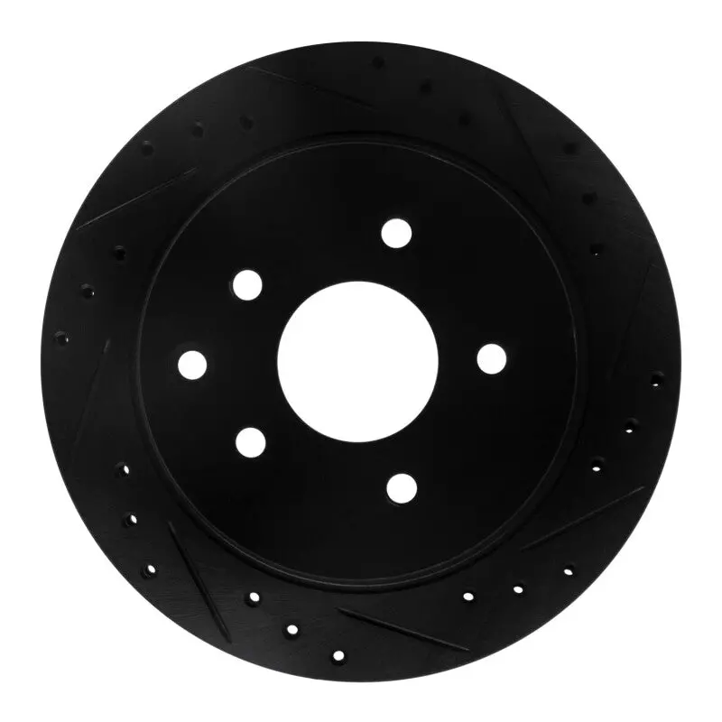 R1 93-01 Infiniti Q45 Rear Right Drilled & Slotted Black Brake Rotor 1