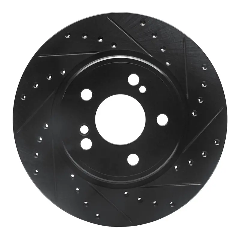 R1 93-02 Mercedes-Benz Sl600 Rear Right Drilled & Slotted Black Brake Rotor 1