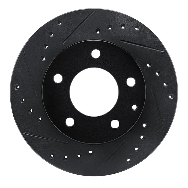 R1 93-03 Ford Probe Front Left Drilled & Slotted Black Brake Rotor 1