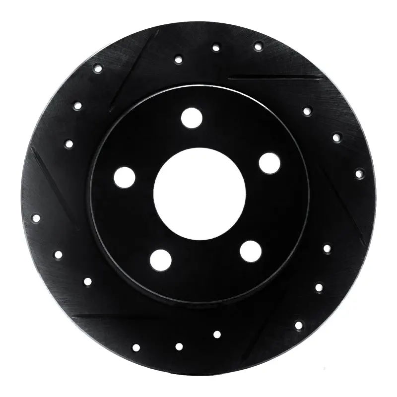 R1 93-05 Ford Taurus Sho Rear Left Drilled & Slotted Black Brake Rotor 1
