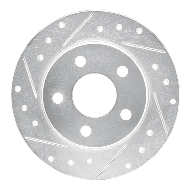 R1 93-05 Ford Taurus Sho Rear Left Drilled & Slotted Silver Brake Rotor 1
