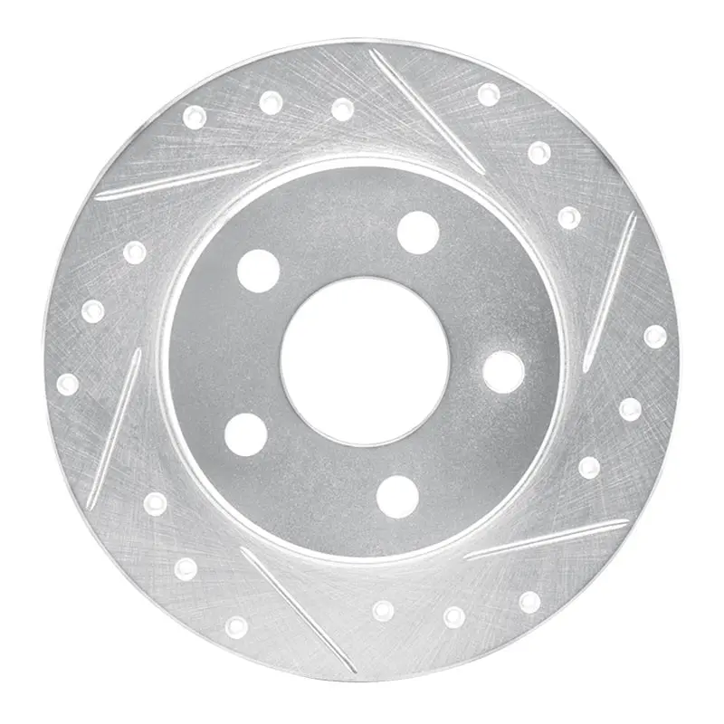 R1 93-05 Ford Taurus Sho Rear Right Drilled & Slotted Silver Brake Rotor 1