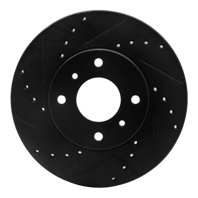 R1 93-06 Infiniti G20 Front Left Drilled & Slotted Black Brake Rotor 1