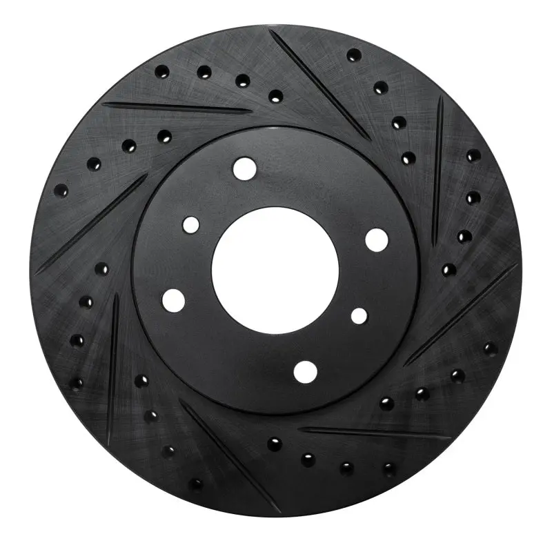 R1 93-06 Infiniti G20 Front Right Drilled & Slotted Black Brake Rotor 1