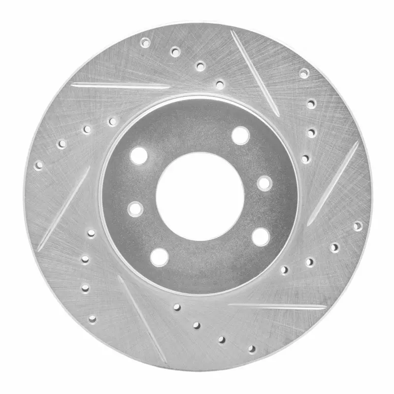 R1 93-06 Infiniti G20 Front Right Drilled & Slotted Silver Brake Rotor 1