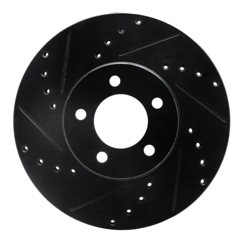 R1 93-07 Ford Thunderbird Front Left Drilled & Slotted Black Brake Rotor 1