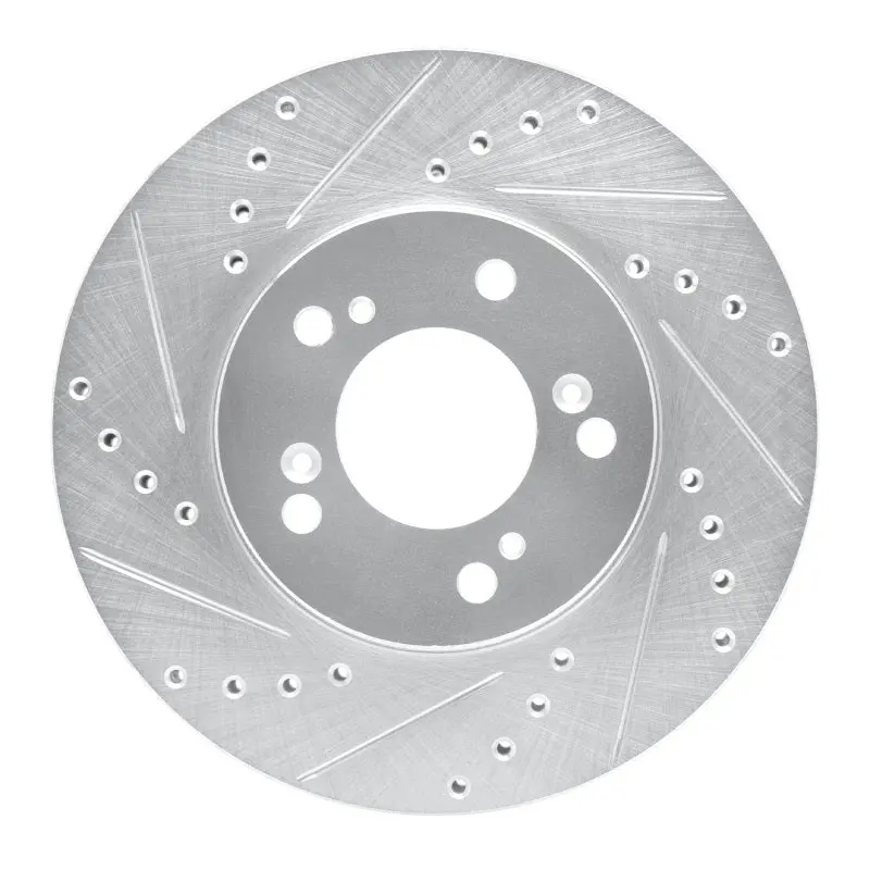 R1 93-95 Acura Legend Front Left Drilled & Slotted Silver Brake Rotor 1