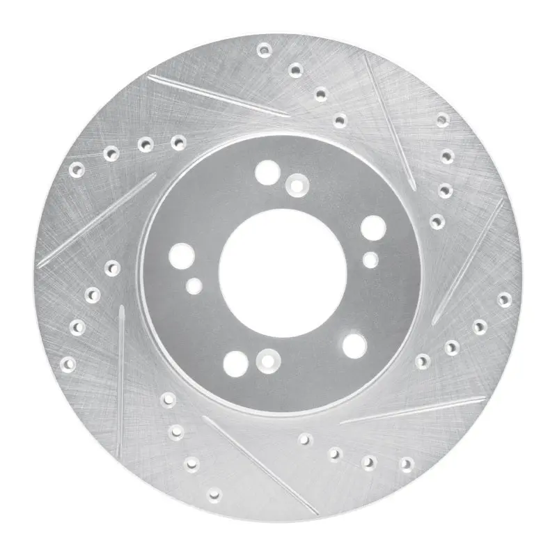 R1 93-95 Acura Legend Front Right Drilled & Slotted Silver Brake Rotor 1