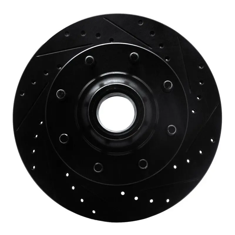 R1 93-95 Chevrolet G30 Front Right Drilled & Slotted Black Brake Rotor 1
