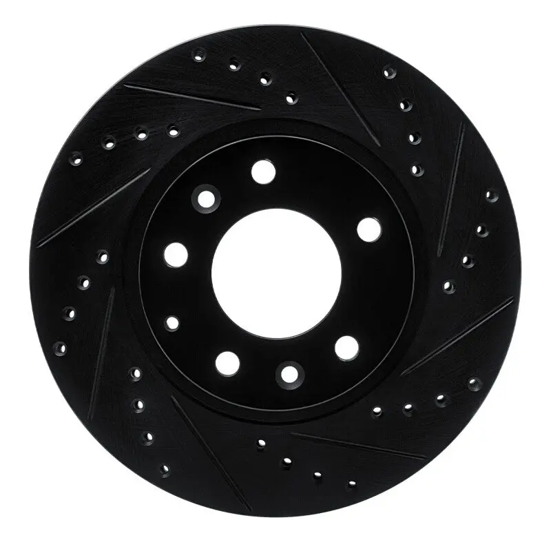 R1 93-95 Mazda Rx-7 Front Right Drilled & Slotted Black Brake Rotor 1