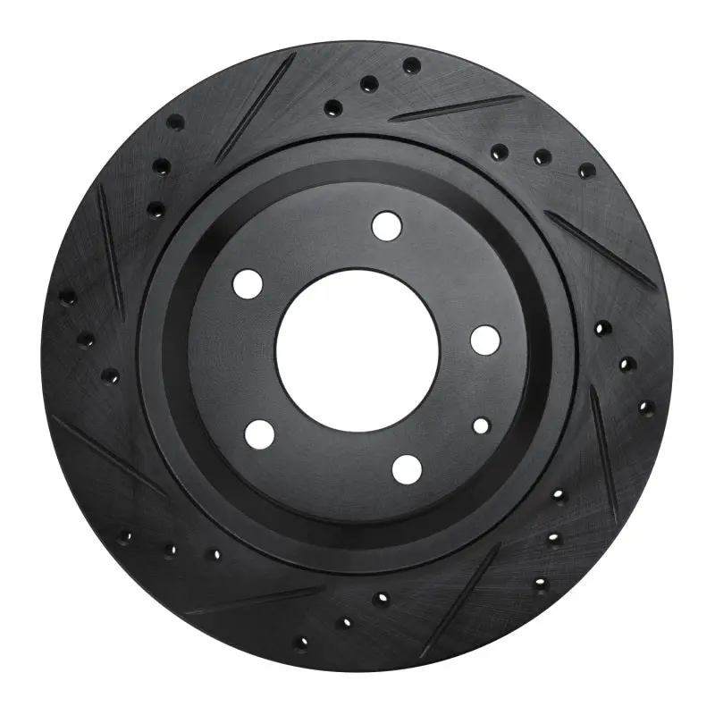 R1 93-95 Mazda Rx-7 Rear Left Drilled & Slotted Black Brake Rotor 1
