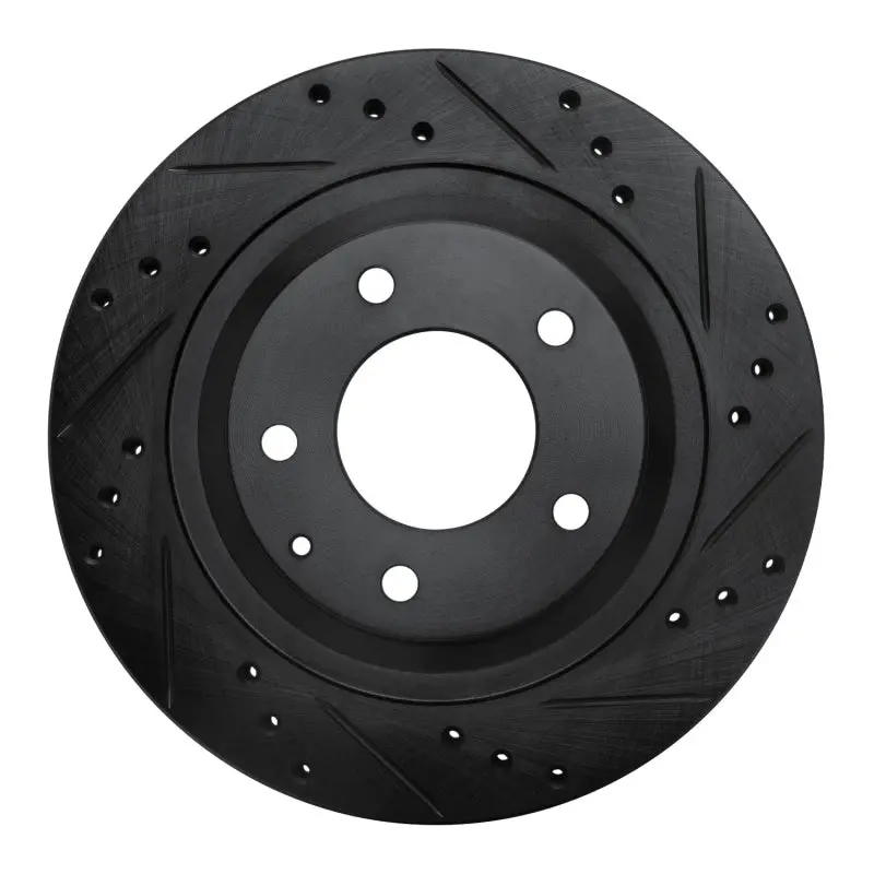R1 93-95 Mazda Rx-7 Rear Right Drilled & Slotted Black Brake Rotor 1