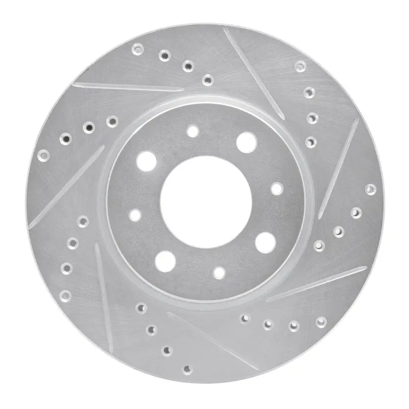 R1 93-95 Volvo 850 Front Left Drilled & Slotted Silver Brake Rotor 1