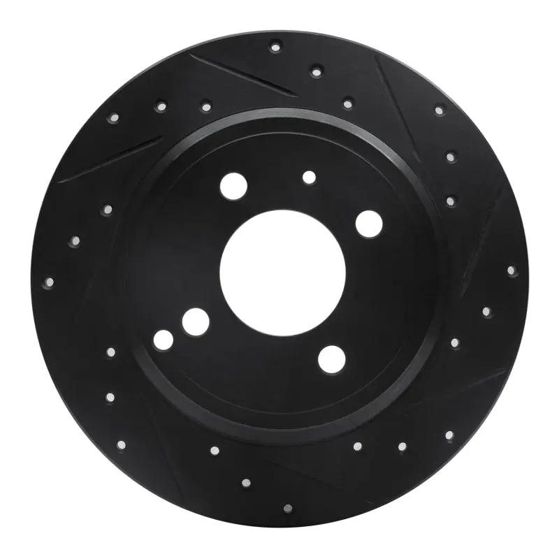 R1 93-95 Volvo 850 Rear Right Drilled & Slotted Black Brake Rotor 1