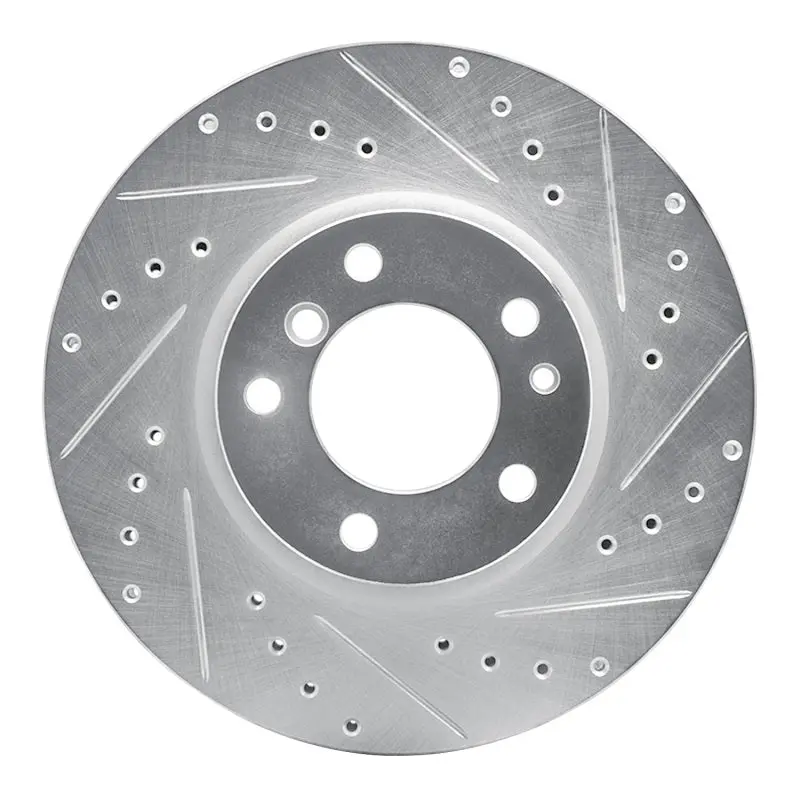 R1 93-97 Bmw 840Ci Front Right Drilled & Slotted Silver Brake Rotor 1