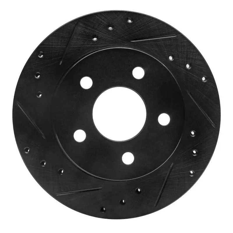 R1 93-98 Ford Thunderbird Rear Left Drilled & Slotted Black Brake Rotor 1