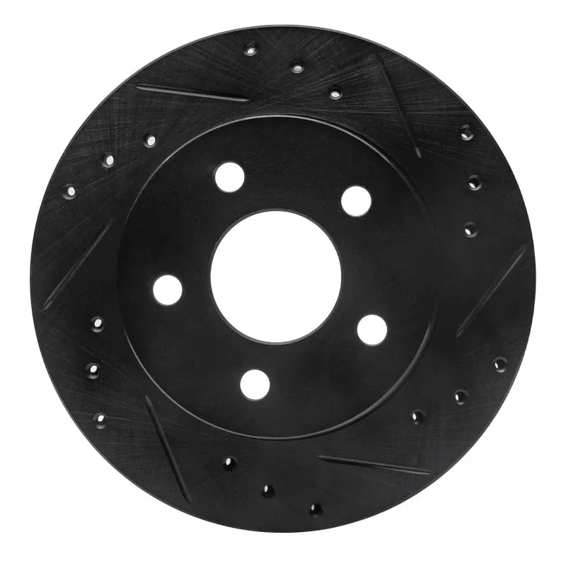 R1 93-98 Ford Thunderbird Rear Right Drilled & Slotted Black Brake Rotor 1