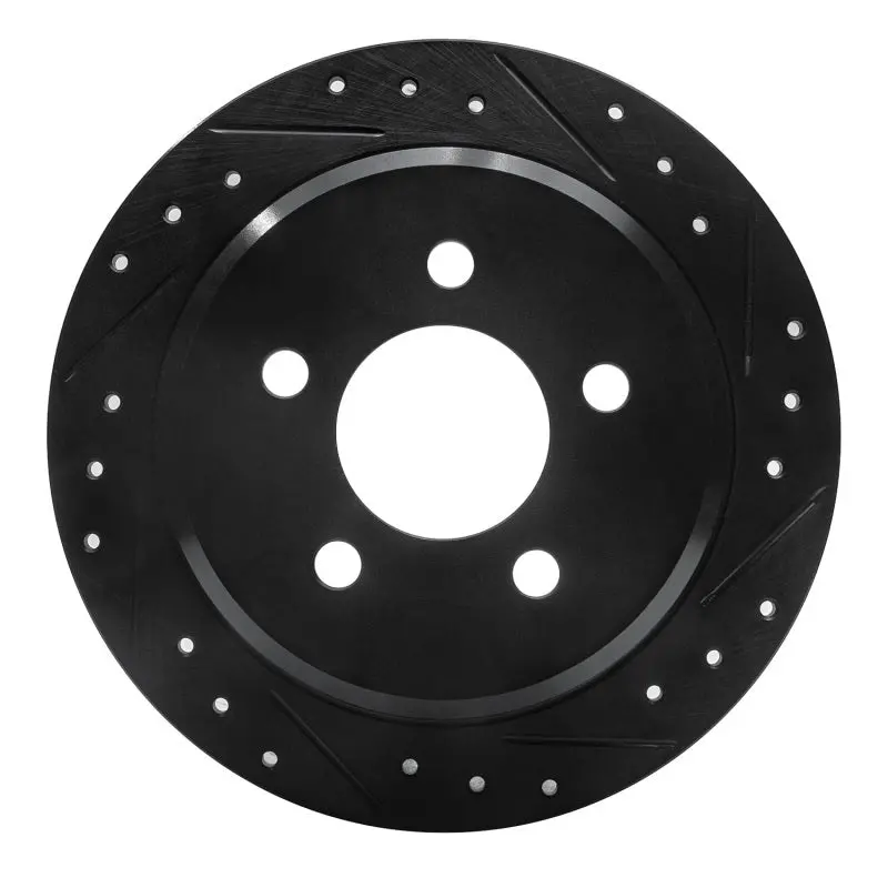 R1 93-98 Jeep Grand Cherokee Rear Right Drilled & Slotted Black Brake Rotor 1