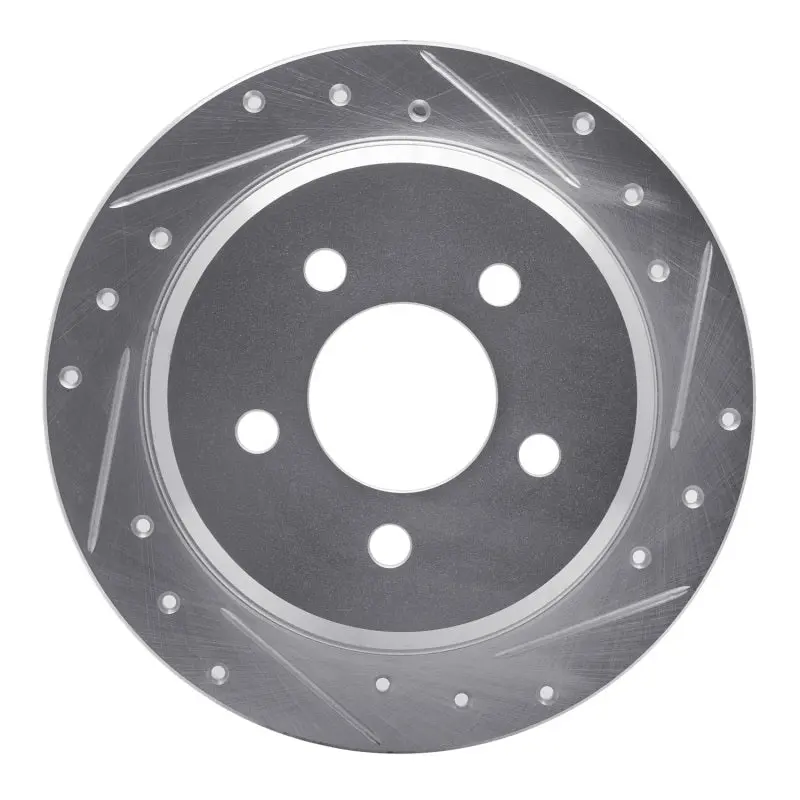 R1 93-98 Jeep Grand Wagoneer Rear Right Drilled & Slotted Silver Brake Rotor 1
