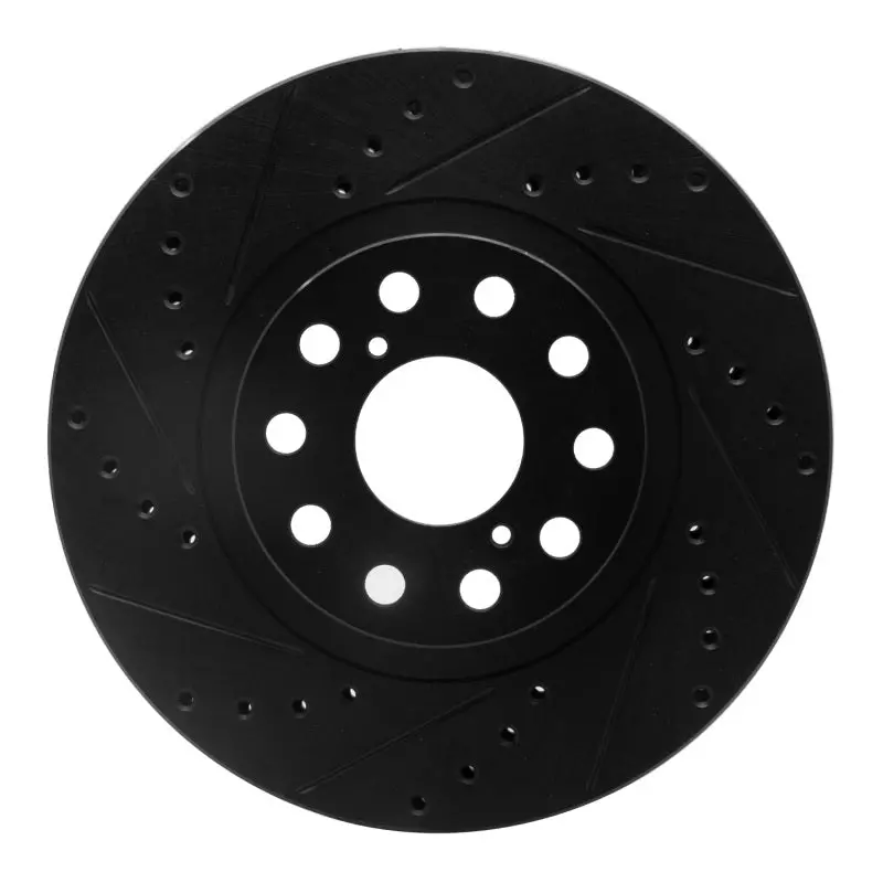 R1 93-98 Toyota Supra Front Left Drilled & Slotted Black Brake Rotor 1