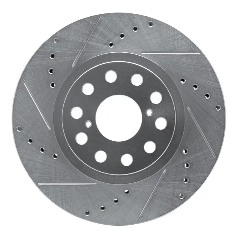 R1 93-98 Toyota Supra Front Left Drilled & Slotted Silver Brake Rotor 1