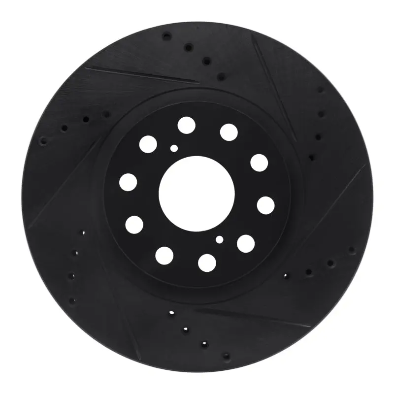 R1 93-98 Toyota Supra Front Right Drilled & Slotted Black Brake Rotor 1