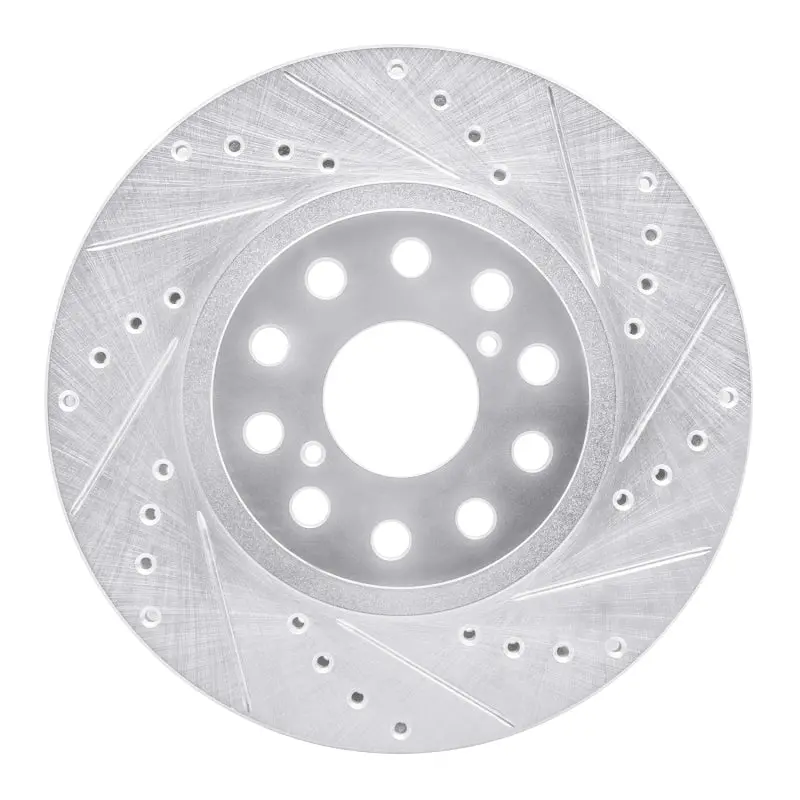 R1 93-98 Toyota Supra Front Right Drilled & Slotted Silver Brake Rotor 1