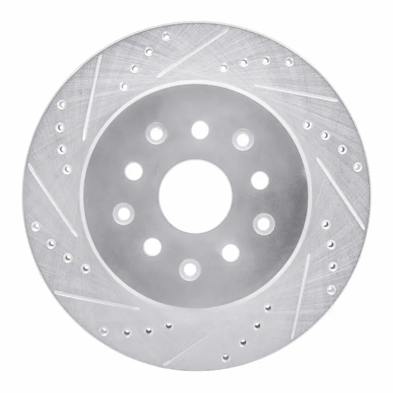 R1 93-98 Toyota Supra Rear Left Drilled & Slotted Silver Brake Rotor 1