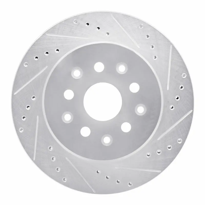 R1 93-98 Toyota Supra Rear Right Drilled & Slotted Silver Brake Rotor 1