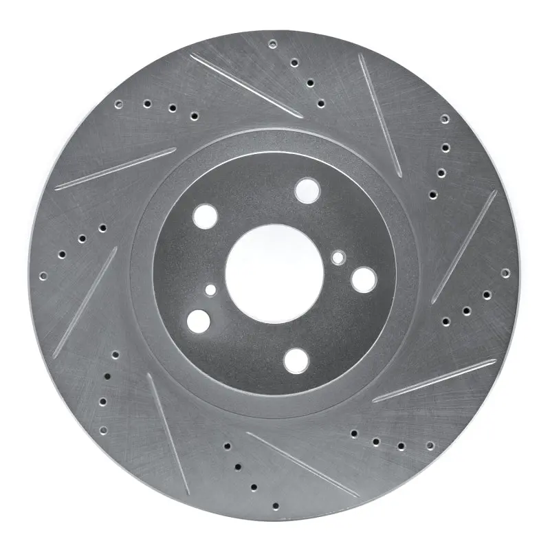 R1 93-98 Toyota Supra Right Front Drilled & Slotted Silver Brake Rotor 1
