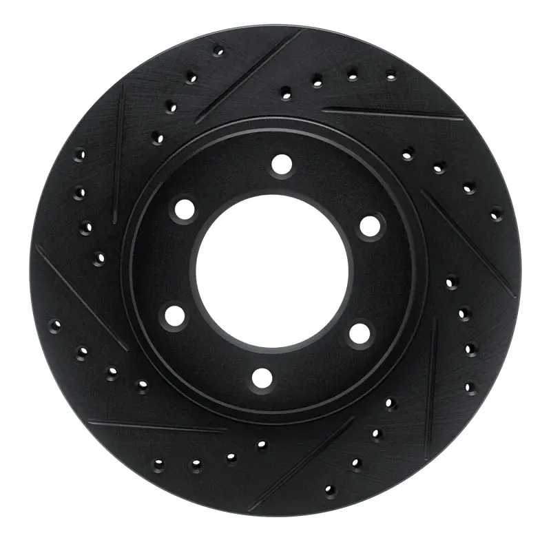 R1 93-98 Toyota T100 Front Left Drilled & Slotted Black Brake Rotor 1