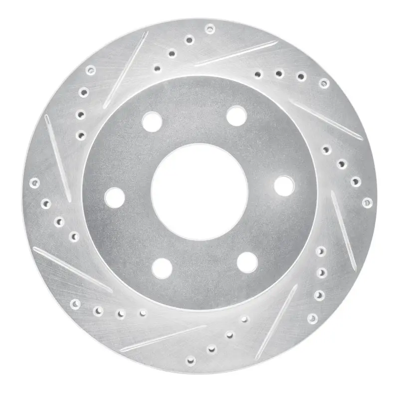 R1 93-98 Toyota T100 Front Left Drilled & Slotted Silver Brake Rotor 1