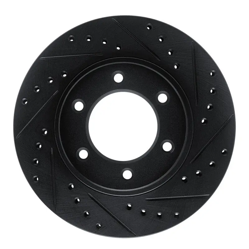 R1 93-98 Toyota T100 Front Right Drilled & Slotted Black Brake Rotor 1