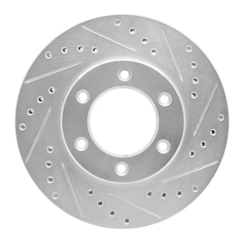 R1 93-98 Toyota T100 Front Right Drilled & Slotted Silver Brake Rotor 1