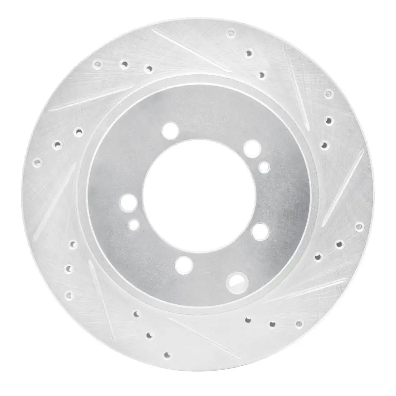 R1 93-99 Dodge Stealth Rear Right Drilled & Slotted Silver Brake Rotor 1